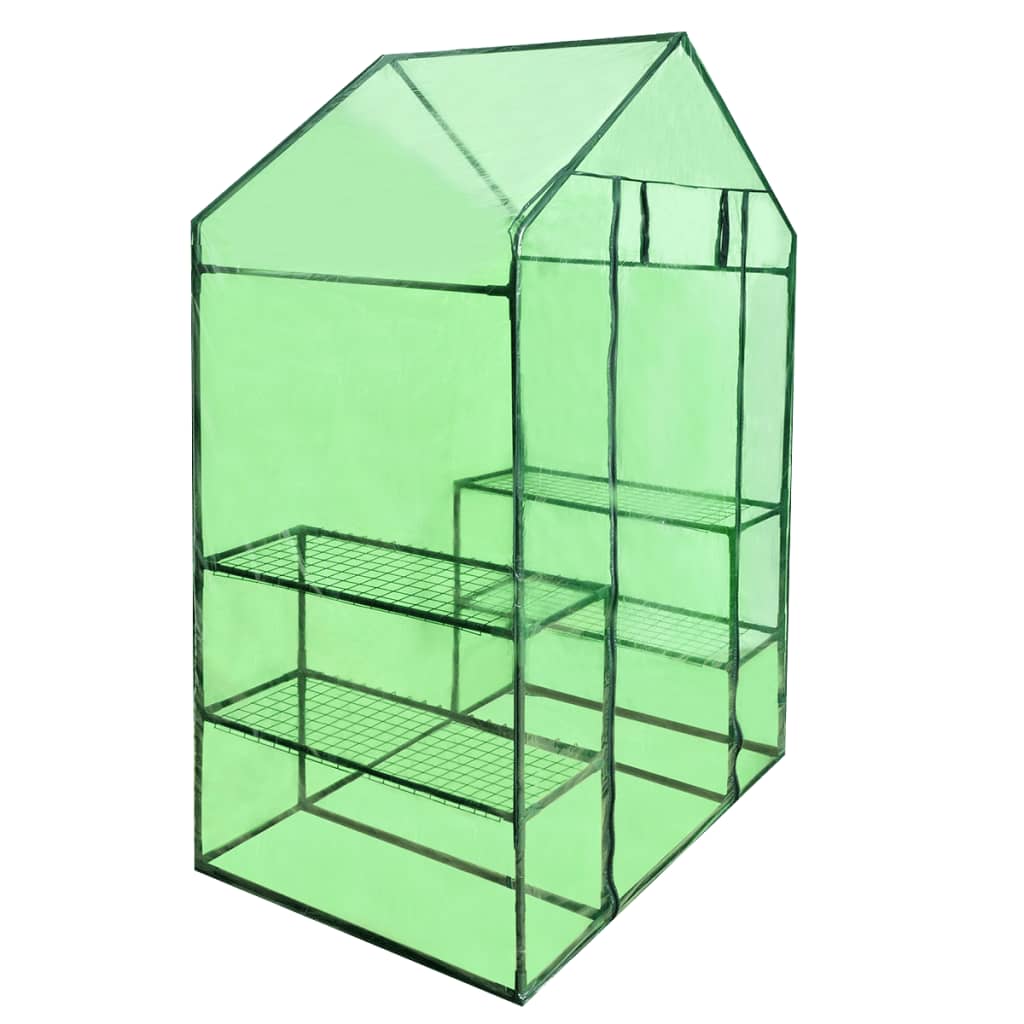 vidaXL Walk-in Greenhouse with 4 Shelves-0