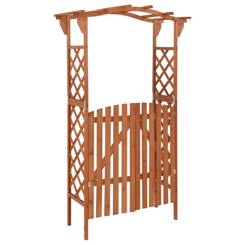 vidaXL Pergola Outdoor Pergola Garden Arch with Gate for Deck Solid Wood Fir-3