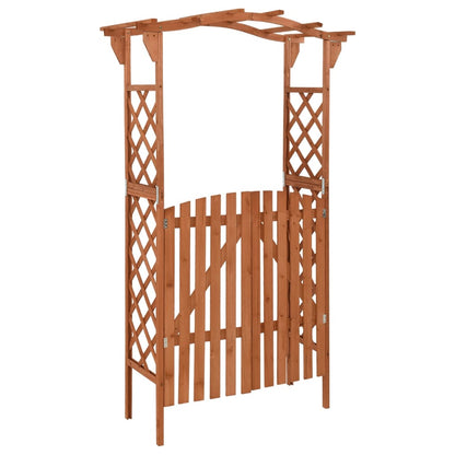 vidaXL Pergola Outdoor Pergola Garden Arch with Gate for Deck Solid Wood Fir-3