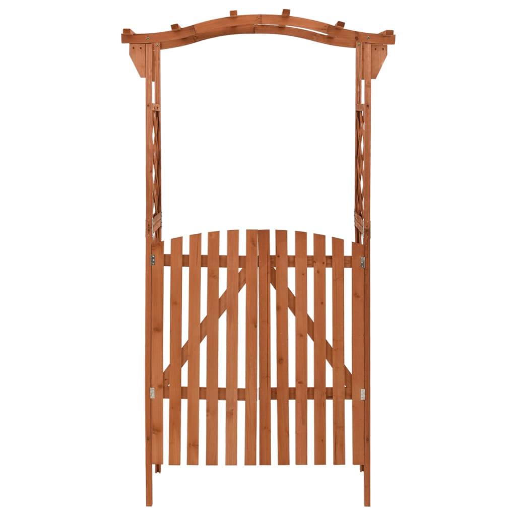 vidaXL Pergola Outdoor Pergola Garden Arch with Gate for Deck Solid Wood Fir-4