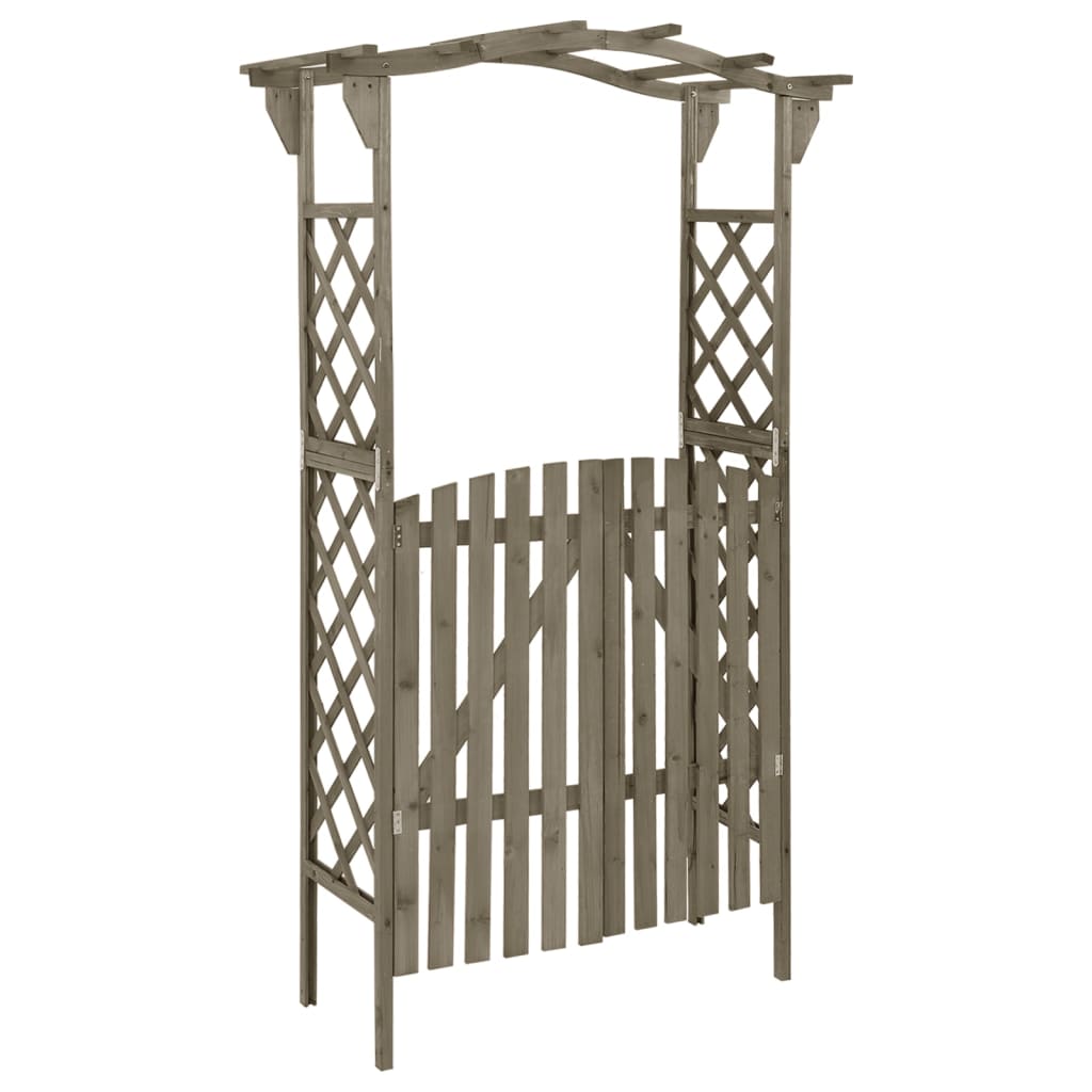vidaXL Pergola Outdoor Pergola Garden Arch with Gate for Deck Solid Wood Fir-6