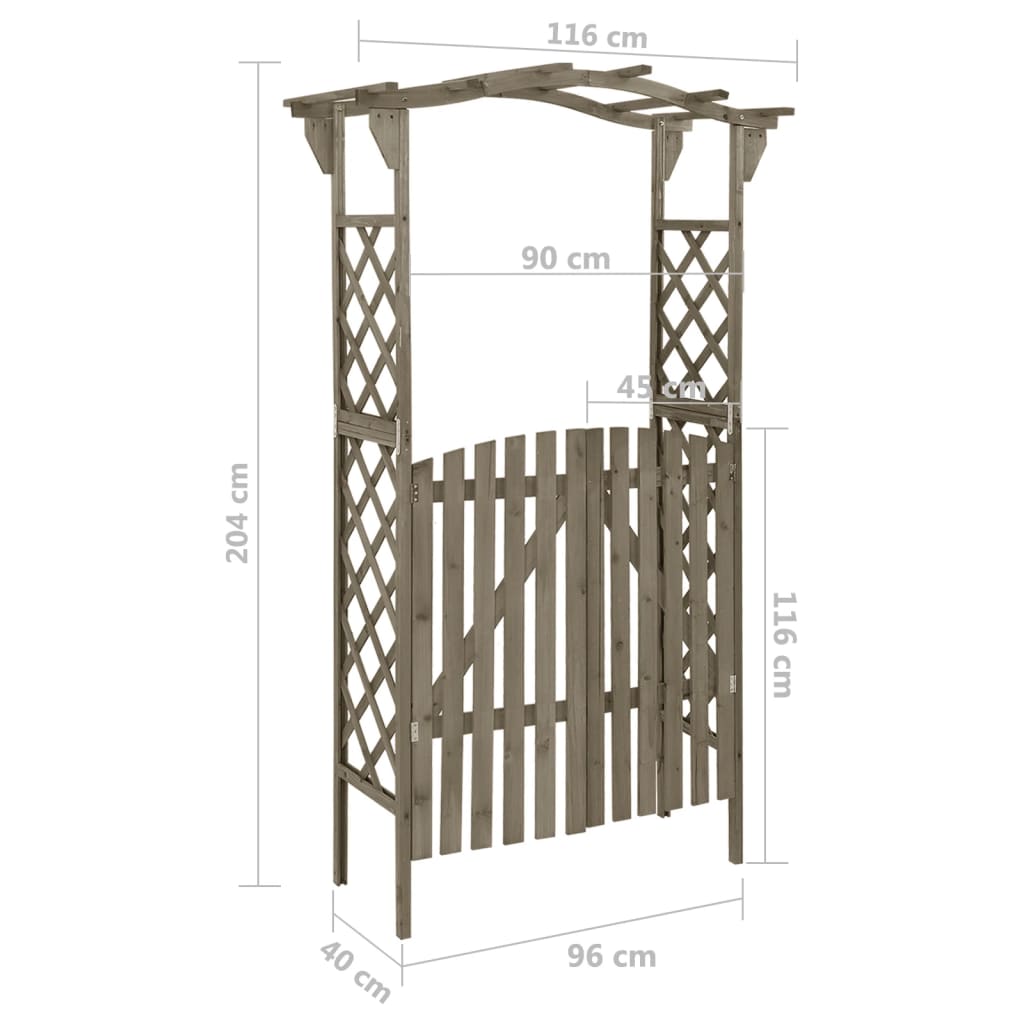 vidaXL Pergola Outdoor Pergola Garden Arch with Gate for Deck Solid Wood Fir-2