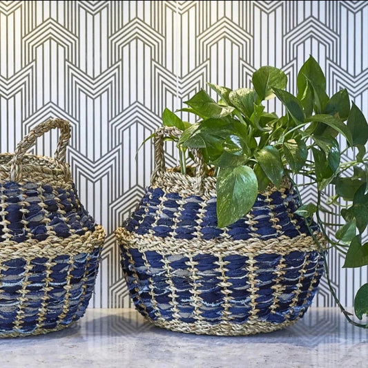 Daya Denim Foldable Basket | Azucena Nursery