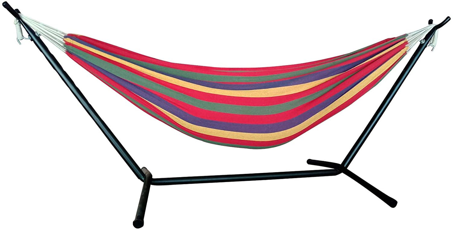 Tropical Stripe Double Classic 2 Person Hammock with Stand | Azucena Nursery