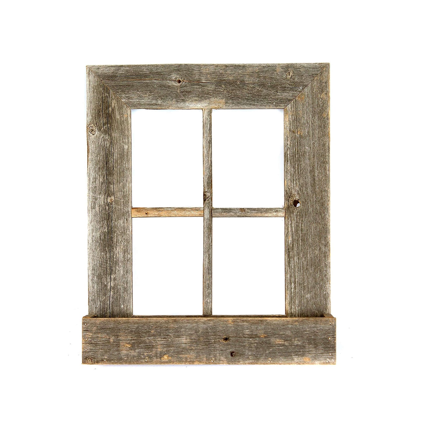 22x18 Rustic Weatered Grey Window Frame with Planter-1