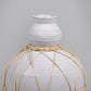 White Stone and Rattan Detail Wide Vase-2