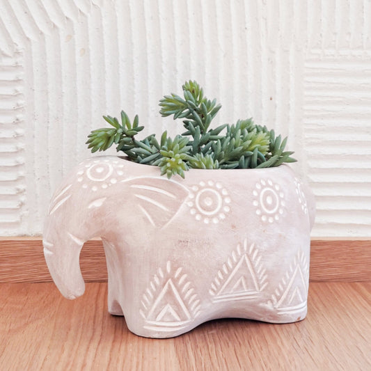 Terracotta Pot - Folk Elephant | Azucena Nursery