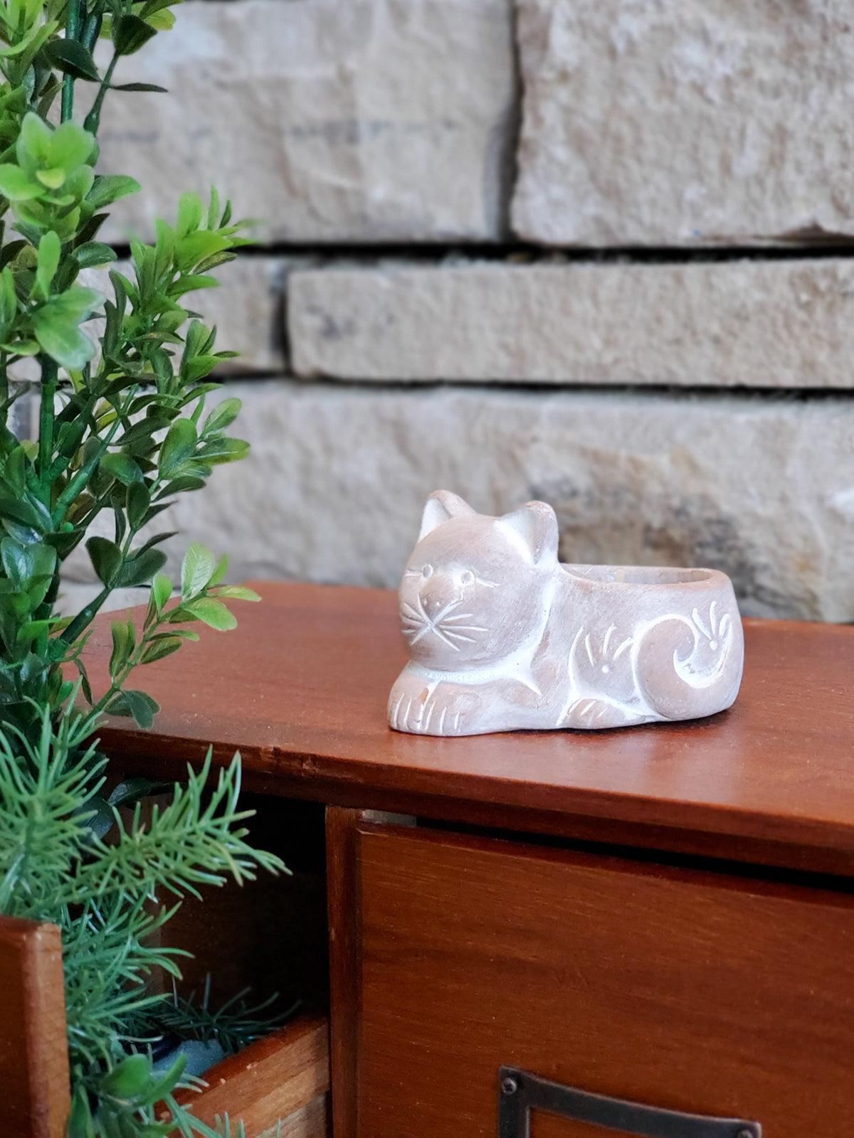 Terracotta Tea Light Candle Holder - Cat-1